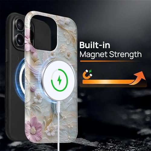 Case for iPhone 15 Pro Max [Compatible with MagSafe], Matte Soft Silicone + Hard PC Anti-Scratch Shockproof Protective 2-in-1 Case for Women Men - Hummingbird Floral by Generic - Used condition - Image 2