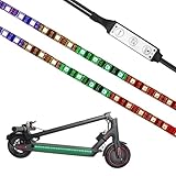 FOXNSK Electric Scooter Strip Light, 2 Pack Foldable Colorful LED Strips Lights for Xiaomi Scooter Millet Skateboard Light Belt Cycling Safety Decorative Light