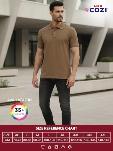 Image of Lux Cozi Men's Cotton Solid Polo Tshirt | Collar Tshirts | Half Sleeves | Stylish & Premium All Day Wear | Pack of 1