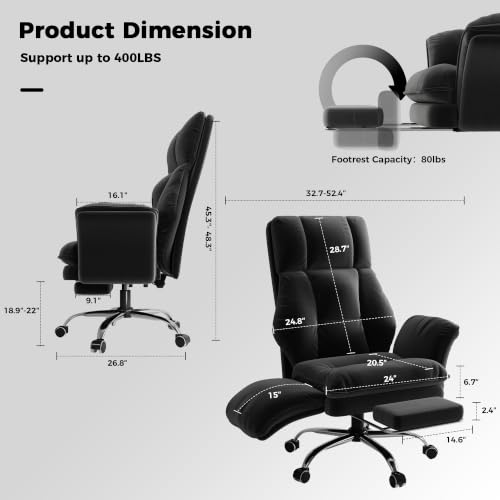 Image of Big and Tall Office Chair, Flip Armrests for Pets & Cross Legged Sitting