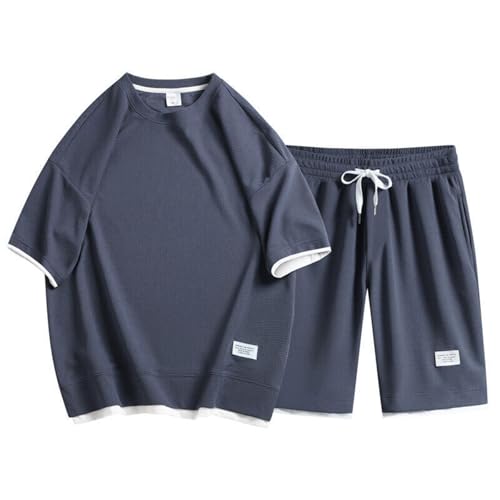 Chandal Hombre Completo,Mis Pedidos Conjunto Verano Hombre de Dos Piezas Casual Oversize Camisetas Manga Corta y Pantalones Cortos Cómodo y Transpirable Traje de Ocio Ropa Deportiva de Moda Casual