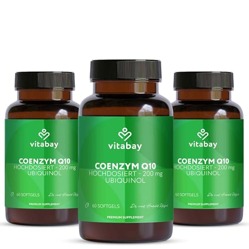 Vitabay Coenzym Q10 UBIQUINOL Kapseln Hochdosiert 200mg LABORGEPRÜFT Depot Komplex - 180 Kapseln (3er Set) Ubiquinol Q10 Coenzym 200mg - Antioxidant Coenzym Q10 - Coenzyme Q10 200mg Kapseln Q 10