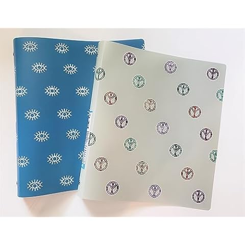 2 Pack Binders - Fun Trendy Kids 1-inch Flexible Poly Cute 3-Ring Binder, Back to School/Campus (Peace Sign/Lashes) Cover