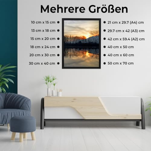 JCNORD Schwarzer MDF Holz Bilderrahmen 15x20 cm mit bruchsicherem Acrylglas | Moderner Fotorahmen für Wände und Tische