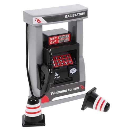 HANABASS Simulated Gas Station Toy for Kids with 2 Roadblocks Interactive DIY Gas Station Model Building Set for Creative Play and Learning