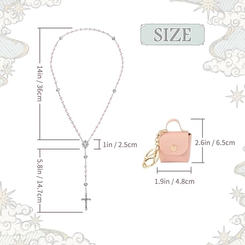 Rosary Beads Catholic for Women Confirmation Gifts Keychain Mini Handbag Pendant Artificial Pearls Rosary3