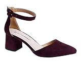 pumps bordeaux deichmann Innenmaterial: Synthetik Greatonu Damen Pumps Knöchel-Riemchen Blockabsatz Pointed Toe Sandalen, Burgundy, 39 EU