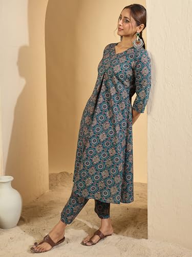 Image of INDO ERA Women Pure Cotton Kurta Palazzo Set | Printed Kurta with Palazzo Pants | Summer Friendly, Office Wear Co-Ord Set | Cord Set For Women Cotton