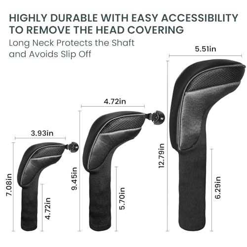 FINGER TEN Golf Club Head Covers for Woods Driver Fairway Hybrid Value 3/5 Pack, Long Headcover Interchangeable Accessories for Ultimate Club Protection - Image 5