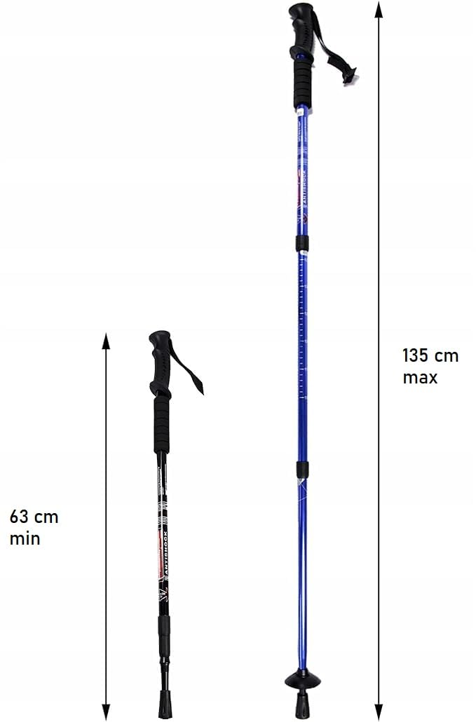 Bastoni da trekking con sistema anti-shock - marcia nordica e trekking | alluminio leggero e resistente | Bastoni Nordic Walking - Multisuperficie ed estensibile - 1 paio 135 cm