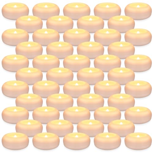 50 Pack 2Floating Candles Water-Activated Flameless LED Candle Warm White Battery Operate Waterproof Tealights for Cylinder Vases Centerpieces at Wedding Party Pool Romantic.