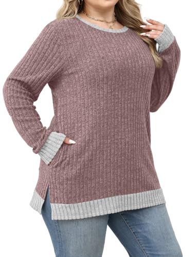 Image of Sampeel Long Sleeve Shirts for Women Tunic Sweaters Fall Fashion Outfits