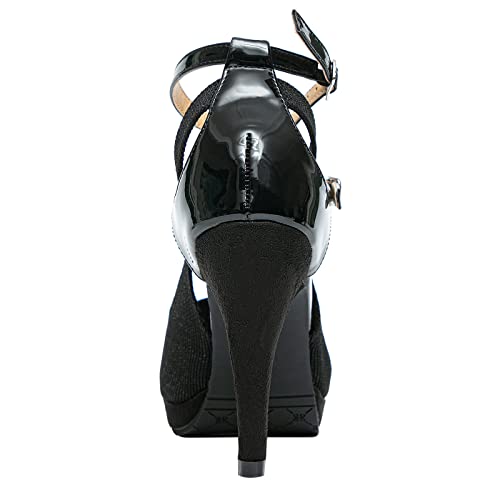 Getmorebeauty Womens High Heel Sandals Open Toe Ankle Strap With Buckle Dress Shoes(Us 9, Pureblack) #TOP5