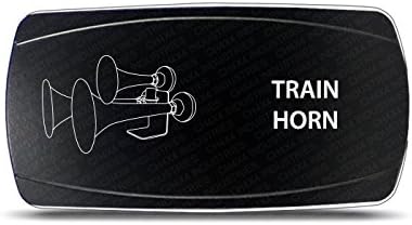 CH4X4 MOMENTARY Rocker Switch Train Horn Symbol - Horizontal - Green Led