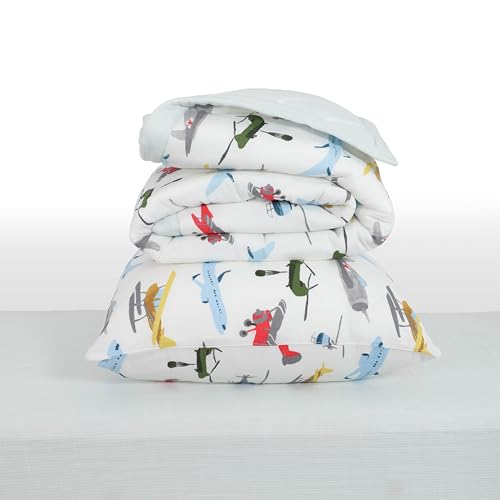 Image of Little Unicorn Toddler Bedding 3-Piece Set | Includes Comforter, Crib Sheet & Pillowcase | Soft & Breathable Muslin Fabric | for Convertible Cribs & Toddler Beds (Air Show)