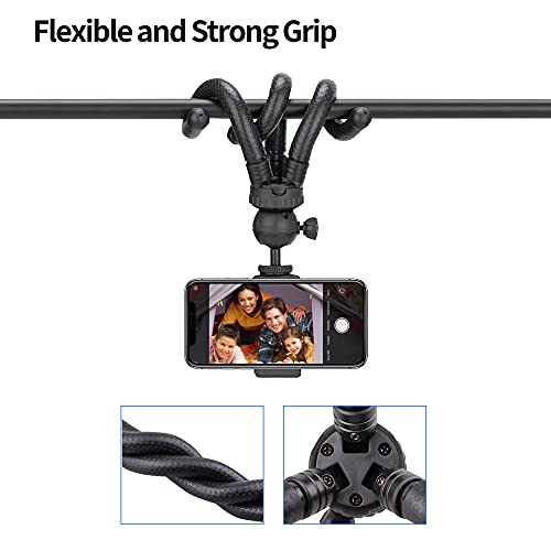 MOOWOOW Handy-Stativ, Flexibles Kamerastativ mit Handyhalter/Bluetooth-Steuerung/GoPro-Halterung, verstellbares Octopus… – Bild 4