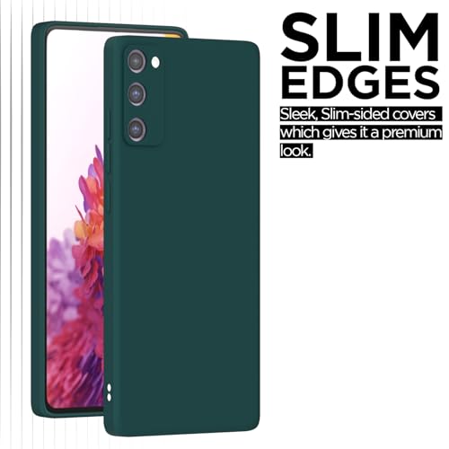 Image of Outlouders Back Cover for Samsung Galaxy S20 FE 5G | Camera Protection | Durable Soft Matte Silicone Bumper Case (Green)