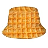 Food Pattern Waffles Texture Hat for Women Men,Funny Bucket Hats Outdoor Summer Fisherman Cap Travel Beach Hat Packable Sun Hat for Adults Teens