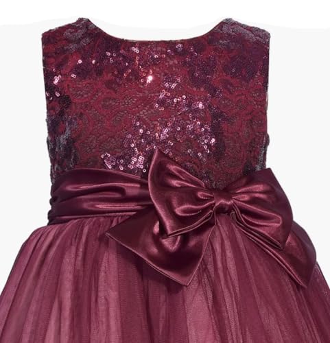 Bonnie Jean Girls 2T-16 Sequins Satin Bow Special Occasion Mesh Dress2