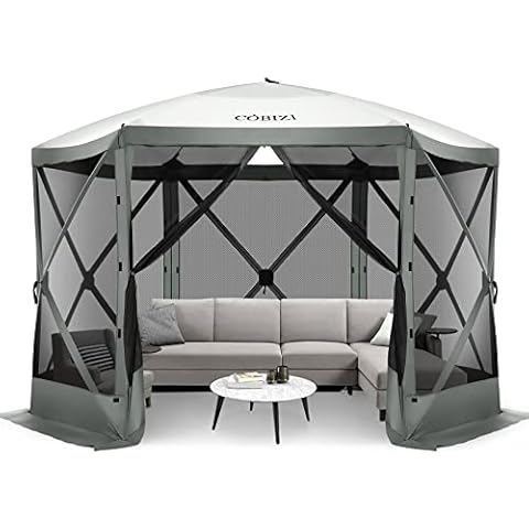 COBIZI Bildschirmzelt Set Bildschirm Zelt, 3.65x3.65m Fuß Portable Pop Up Gazebo Bildschirm Haus 6 Seiten mit Moskitonetz Cover