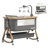 4 en 1 Cuna Plegable Para Bebe Regulables en Altura, 9 Accesorios| Móvil para...