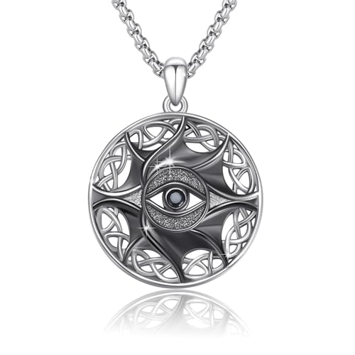 Pendentif mauvais yeux collier homme argent 925 nœud celtique amulette