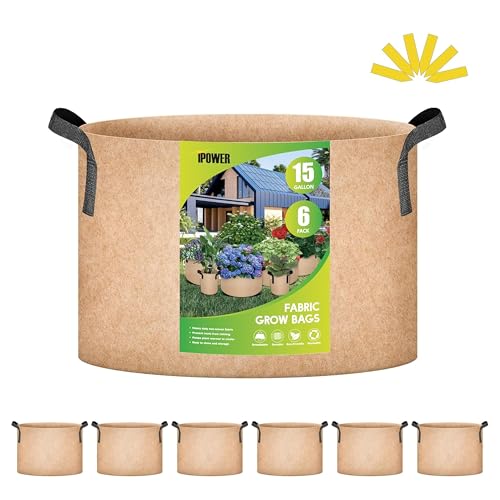 iPower Grow Bag 15 Gallon 6-Pack Heavy Duty Plant Pots,...