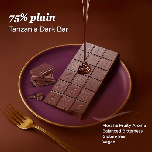 Image of Entisi Dark Chocolate Bar Chocolates In Fresh, 75% Cocoa, Vegan, Single-Origin Tanzania Chocolate, Rich In Antioxidants, Gourmet Treat With Smooth Texture, Premium Snack or Gift Option,65 G