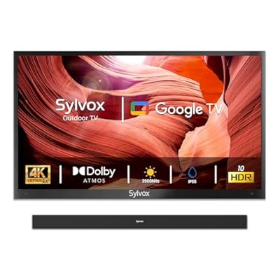 SYLVOX 43" 4K UHD Outdoor TV with Soundbar, Pool Pro 2.0 Series, IP55 Waterproof, 2000 Nits Brightness, Smart TV for Outdoor Use