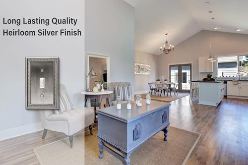 Image of Henne Bery Sunken Pearls Heavy Duty Decorative Wall Plate Switch Plate Outlet Cover (Single Toggle, 2 Pack, Heirloom Silver)