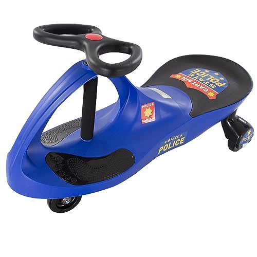 Image of Wiggle Car - Police Ride on Toy for Ages 3 Years and Up with No Batteries, Gears, or Pedals Just Twist, Wiggle, and Go by Lil' Rider (Blue)