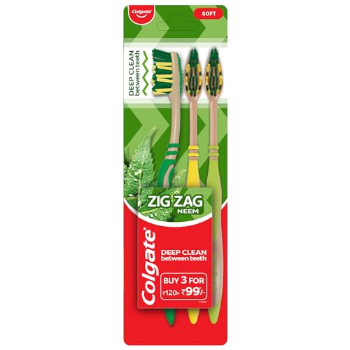 Image of Colgate ZigZag Neem Soft Bristle Toothbrush - 4 Pieces, Multicolour
