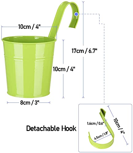 GIOVARA Bloempotten om op te hangen, bloempot van metaal voor planten, 10 stuks kleurrijke balkon tuinpotten, hangende… - Image 8