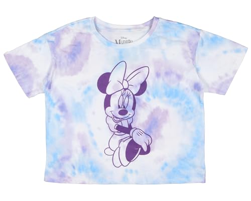 Disney Girls' Minnie Mouse Elegantly Sitting Pose Graphic Print Tie-Dye Cropped T-Shirt2