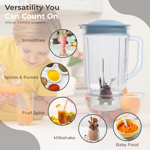 Image of Cello Mixer Grinder Juicer Jar, 1 Litre, Transparent Unbreakable Polycarbonate Jar for Mixer Grinder | Strong & Durable