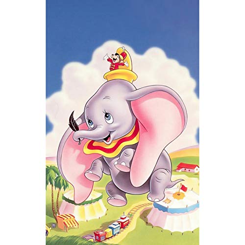 5D Diamond Painting Diamant Malerei Painting Bilder, Wowdecor Dumbo Elefant Zeichentrickfigur Full Set Groß DIY Diamant Gemälde Malen Nach Zahlen Cover