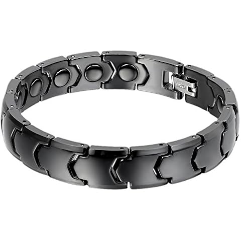 OIDEA Herren Keramik Armband, 11mm Breite Link Handgelenk poliert Gesundheit Armkette Armreif Armschmuck Cover