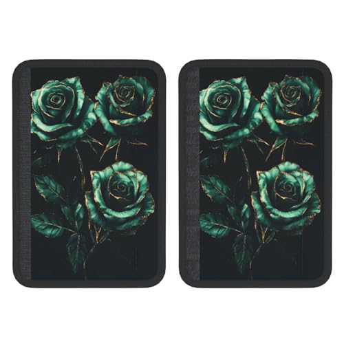 3 Emerald Green Roses Car Seat Belt Cover 2 Pack Seatbelt Strap Shoulder Pad Protector Universal Comfort for Car