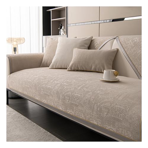 AOPPLSOT Non-Slip Couch Covers, Sofa Cover 2/3 Seater, Chenille Couch Cover L Shape, Corner Sofas Sofa Cover, Couch Protector for Dining Room, Living Room,A Khaki,70 * 120cm