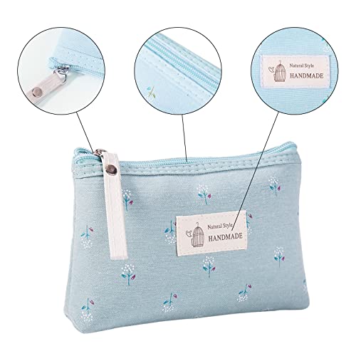 Qikuver Canvas Cosmetic Bags, 2 Pieces Cosmetic Bags for Women, Makeup bag Cute Cosmetic Bag Organizer Small Mini Makeup Pouch for Purse Toiletry Bag3