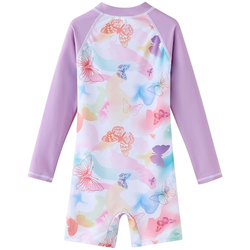 Image of UMELOK Girls Long Sleeve Rash Guard One Piece Swimsuits with UV Protection Sunsuit