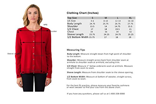 Image of JENNIE LIU Women's 100% Cashmere Button Front Long Sleeve Crewneck Cardigan Sweater
