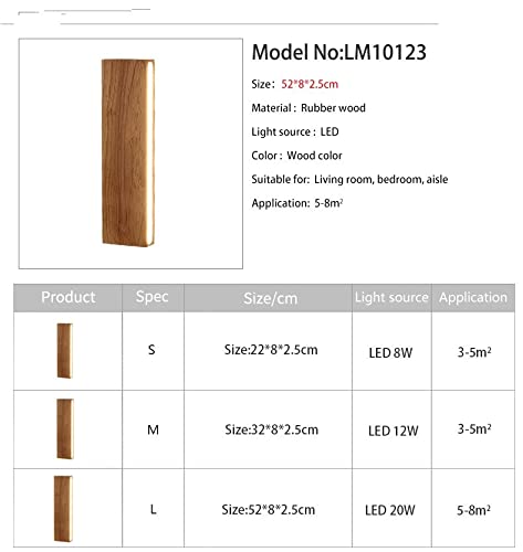 Lámpara de pared LED de madera con luz de lectura rectangular para decoración de interiores 4