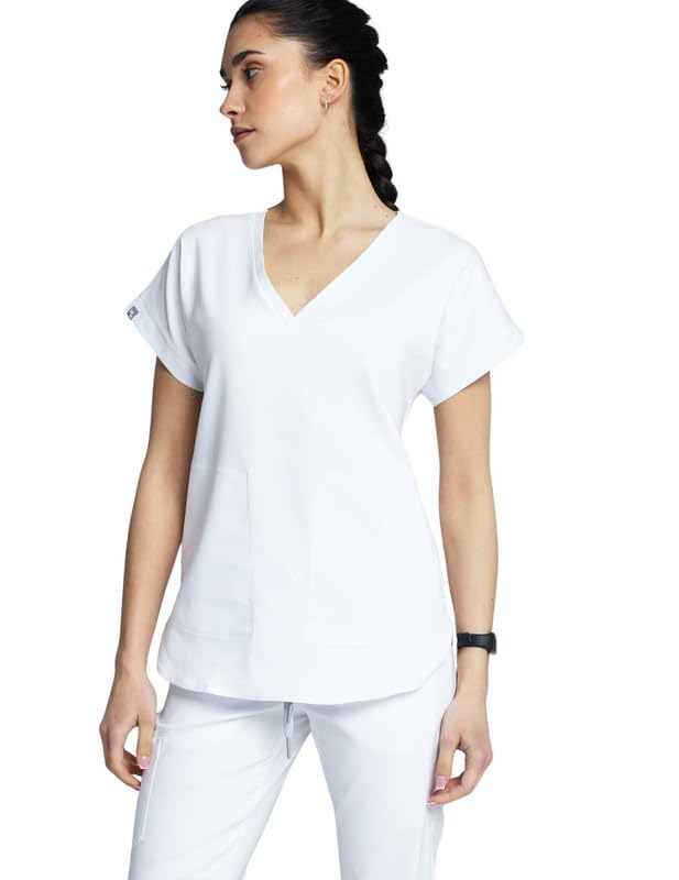 Kendall Tunique pour femme pour le domaine médical et les soins - Tunique à enfiler moderne et confortable avec deux poches pratiques - Vêtement professionnel médical, Blanc., XL