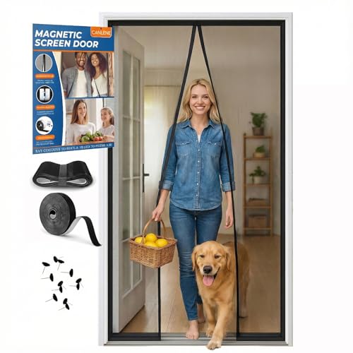 CANLENE Premium Magnetic Screen Door, Heavy-Duty Reinforced Mesh, Ultra-Dense Weave, Smooth Auto-Close, Pets & Kids – Hands-Free, No-Gap Seal
