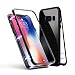 Produktbild Jonwelsy Kompatibel für Samsung Galaxy Note 9 Hülle, Metallrahmen Magnetische Adsorption Handyhülle mit eingebautem Magnetklappdeckel, Ultra Dünn Gehärtetes Glas Transparente Back Cover für Note 9