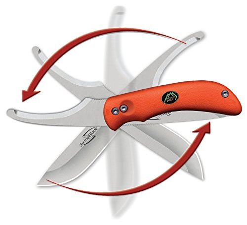 OUTDOOR EDGE SwingBlade-Pak - Rotating Skinning and Gutting Fixed Blade Hunting Knife and T-handle Saw all in a Top Grain Leather Sheath - Orange - Thumbnail 4