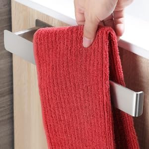 Miniatura 5 de Taozun Toallero adhesivo para toallas de 12 pulgadas, toallero adhesivo para toallero, soporte para toallas de mano junto al fregadero (plateado)