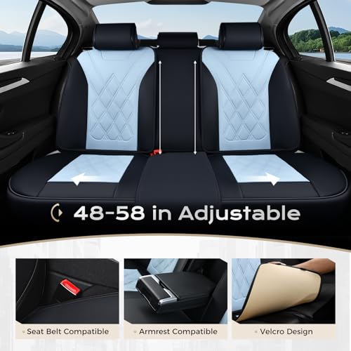 Image of Coverado Car Seat Covers Full Set, Seat Covers for Cars, Front Seat Covers and Back Seat Cover Waterproof Leather Automotive Seat Cover, Universal Car Interior Protectors Cushion for Most Cars