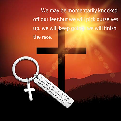 MAOFAED Religious Jewelry For God Has Not Given Us A Spirit of FearChristian Jewelry Bible Verse Keychain Bible Study Gift3